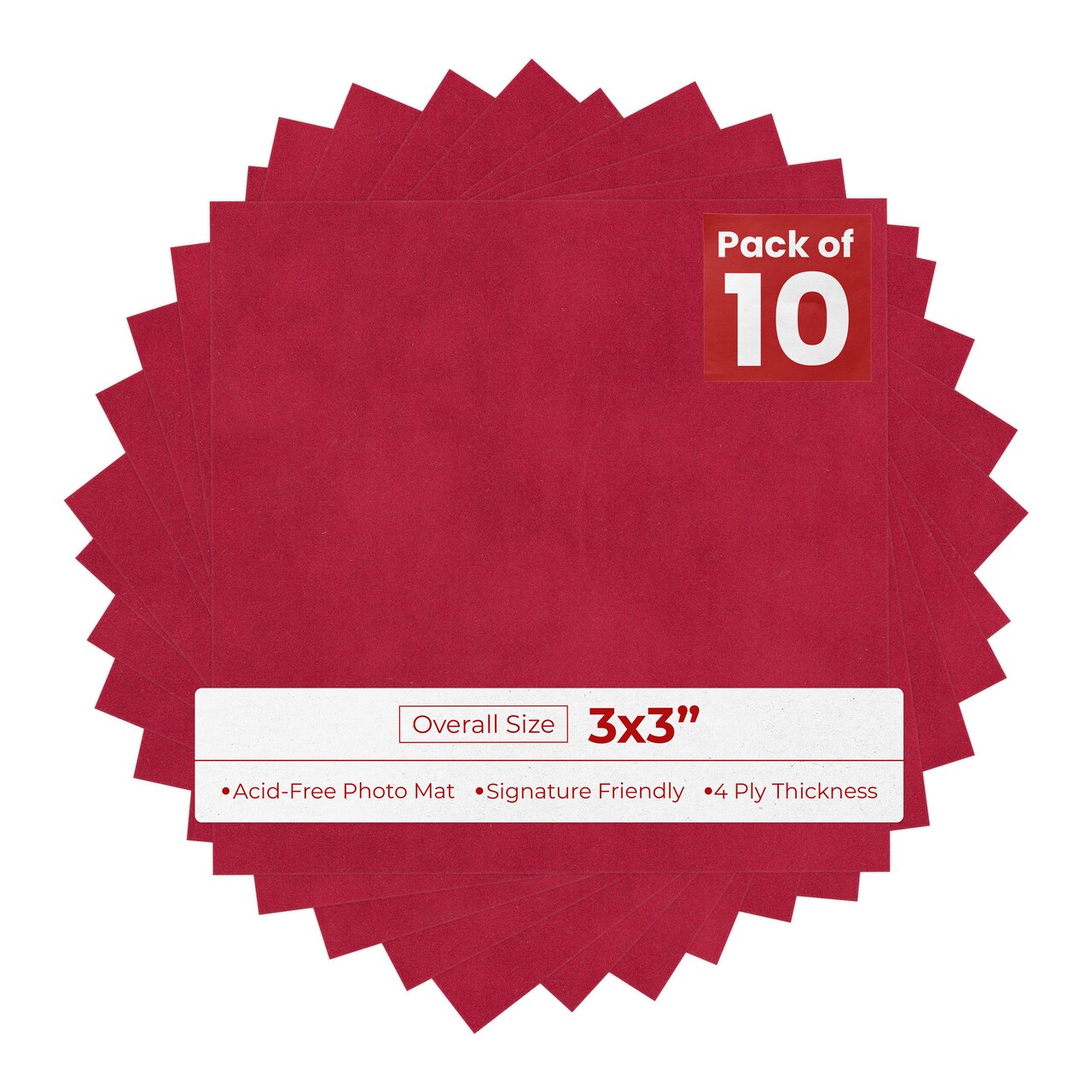 Red Suede 3x3 Inch Uncut Mat Board - Blank Sheets, No Opening